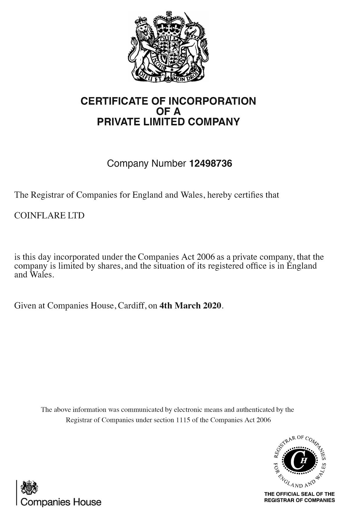 certificate